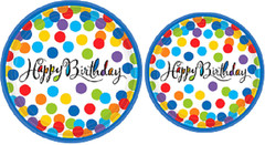 Amscan Colorful Confetti Birthday Party Bundle of Plates, Napkins, Decorations