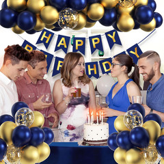 Navy Blue Birthday Party Decorations for Men Decor 100pcs Gold and Navy Blue Bal