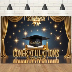 Polyester Graduation Banner for School Celebrations & Events Decorative Backdrop