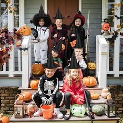 12pcs Halloween Black Witch Hat with 157 FT Nylon Cord &120pcs Bat Sticker