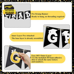 Graduation Decorations 2026– DIY 3D Congrats Grad 2026 Banner Black and Gold Lay