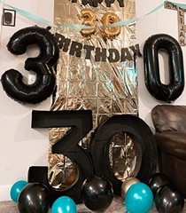 30Th Birthday Decorations For Her Him Balloons for 30 Birthday Number 30 Black