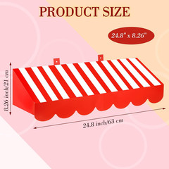 3D Circus Awning Wall Decor – 4 Pcs Red and White for Parties and Events