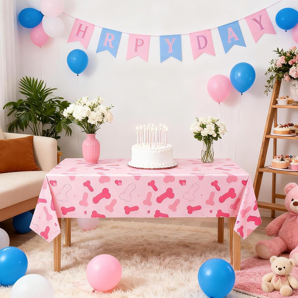 3 Pcs Bachelorette Party Tablecloths Pink Plastic Waterproof Tablecloth Funny