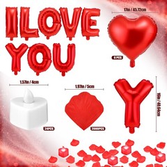 Red Romantic Room Decorations Kit with 16 Inch I Love You Letter Banner 6 Pcs…