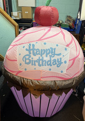 Jumbo Inflatable Happy Birthday Cup Cake Extra Large Birthday Internal Fan