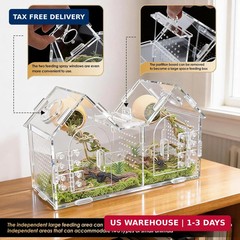 Jumping Spider Enclosure, Acrylic Terrarium with Partition Divider (1-2 Compartm