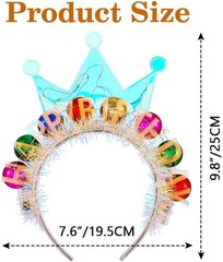 Light Up Birthday Crown Headband Glow Ball Sparkly Hair Accessories Women