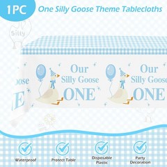 Blue One Silly Goose Birthday Disposable Tableware (Plates, Napkins, Forks)
