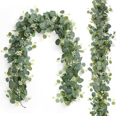 2 PCS Artificial Eucalyptus Garland 5.9FT Faux Silver Dollar Greenery Garland