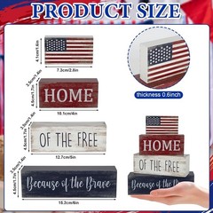 4th of July Decorations, 4 Sets Patriotic Wooden Block Table Centerpieces, Re…