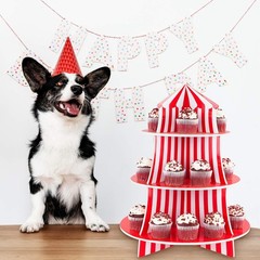 3 Tier Cupcake Foam Stand with Circus Carnival Tent Design for Desserts, Birt…
