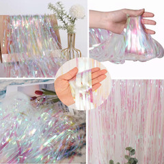 Iridescent Foil Fringe Backdrop – 2 Pack 3.2X6.5Ft Holographic Tinsel Photo Boot