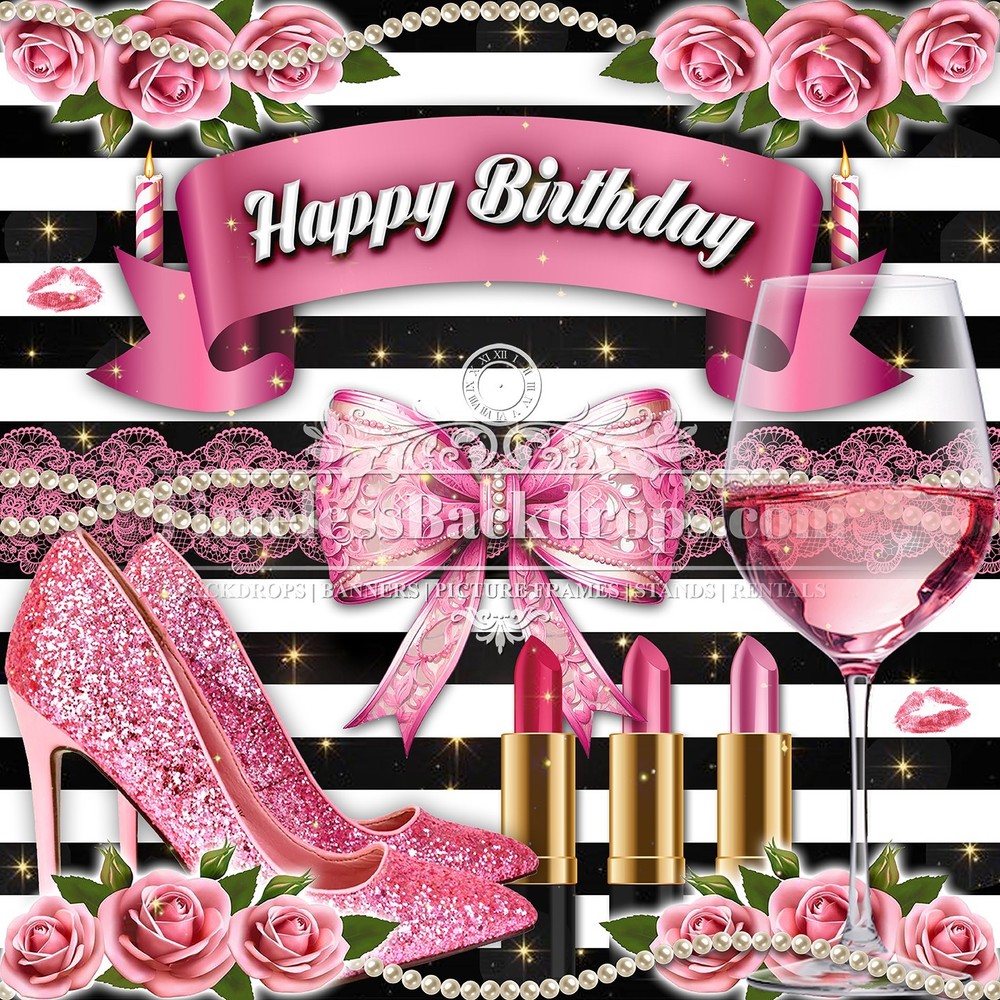 Ladies Happy Birthday Backdrop 7ftx7ft thru 12x10ft Party Decor Photo (015)