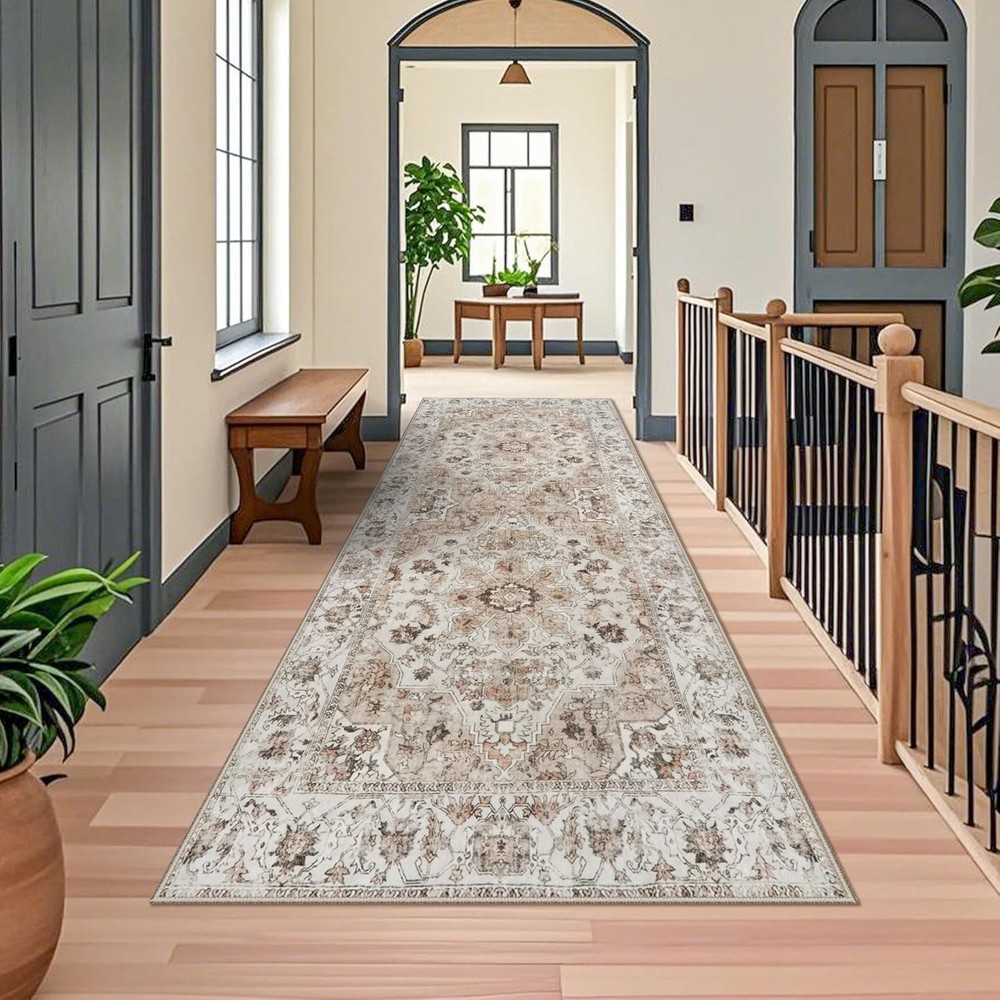 Washable Hallway Runner Rug 4×10: Non Slip Runner Rugs with Rubber Backing Soft