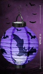 3 pcs. Halloween Paper Lantern Hanging Decorations: Purple, Black, Orange
