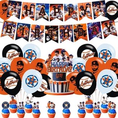 Astros Baseball Party Supplies: Banner, Cake Toppers, Balloons for Baseball Team