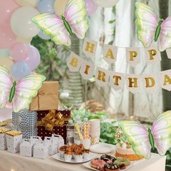 6 Pieces 32 Inches Pastel Blue Butterfly Balloons – Large Iridescent Gradient…