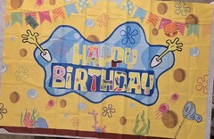 SpongeBob SquarePants Birthday Party Decoration, 5×3.5ft Happy Birthday Backdrop