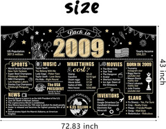 16th Birthday Banner Backdrop – Black & Gold Party Decor for Boys & Girls