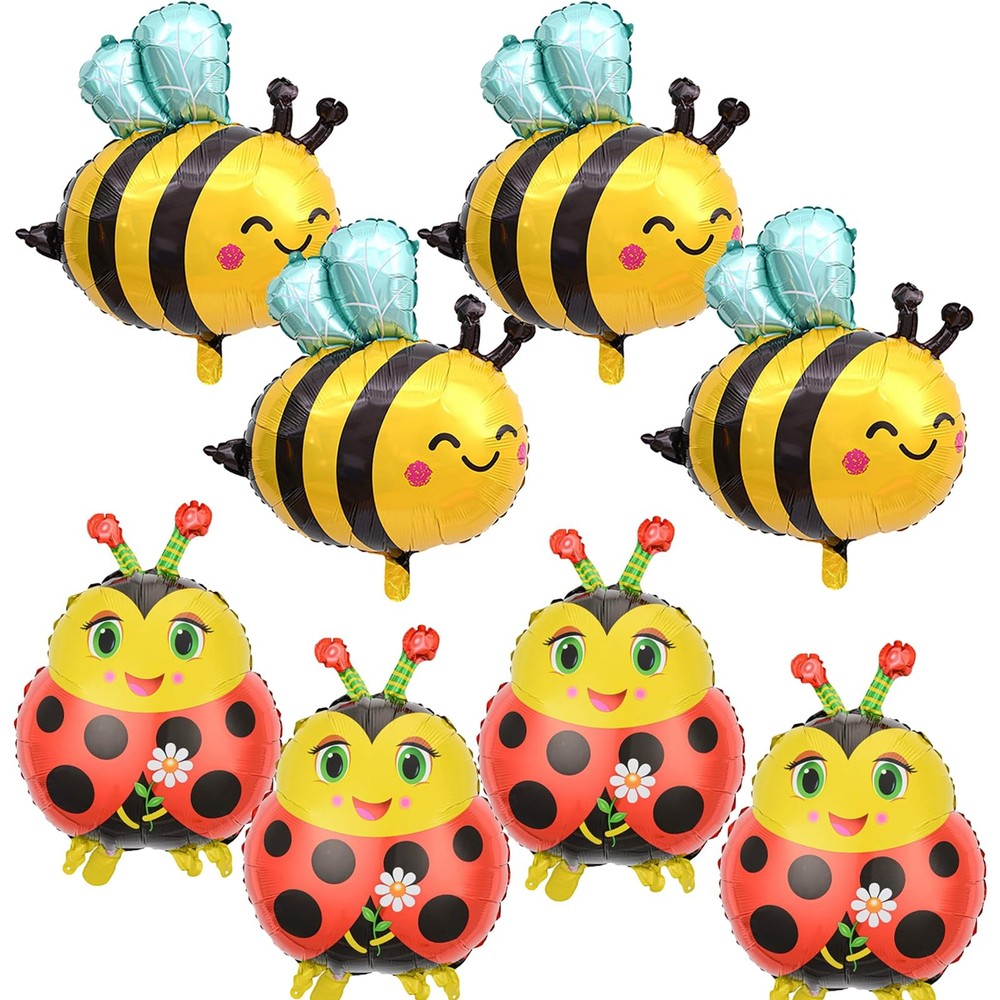 8Pcs Bee Balloons and Ladybug Balloons for Garden Party Bug Themed Baby Showe…