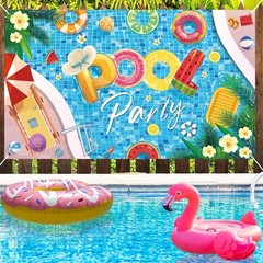 Pool Party Banner Decorations 71 inches x 43 inches, Multicolor