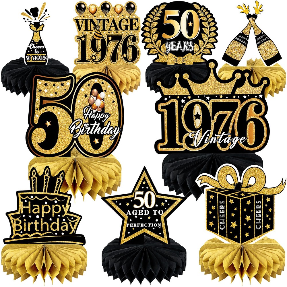 9 Pcs 50Th Birthday Decoration for Men Women 50Th Birthday Table Decorations Che