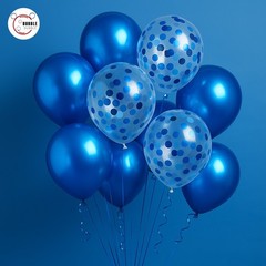 Bulk Lot Blue 12″ Confetti Balloons 20PCS Metallic Latex Decor Birthday Wedding