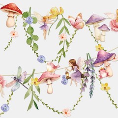 Fairy Party Banner, Fairy First Birthday Party Decorations, Mushroom Flower B…