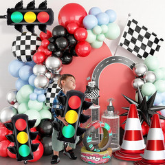 9 Pcs Racing Traffic Balloon Decoration, Traffic Cone and Light Balloons, Transp