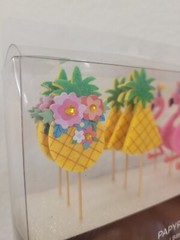 Papyrus Cupcake Picks Set Pineapple, Flamingo, Palm Tree – 12 Pieces – New
