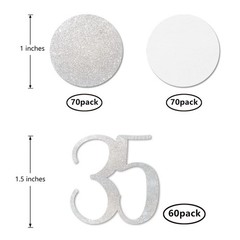 200 PCS Silver Glitter 35 Confetti 35th Birthday Number Table Decoration