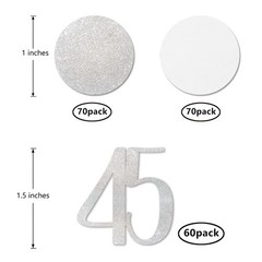 45th Birthday Anniversary Number Confetti Silver Glitter Table Decor 200 PCS