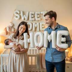 Beige HOME SWEET HOME Letter Balloon for Housewarming Party Decoraction, Cream H