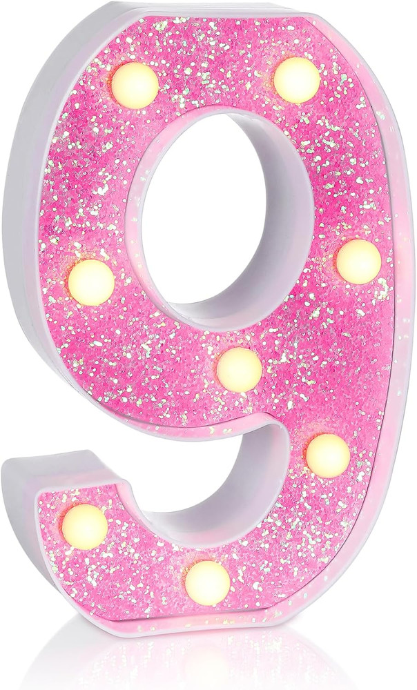 Pink Light up Letters，Pink Party Decorations,Girls Room Decor,Glitter Marquee Nu