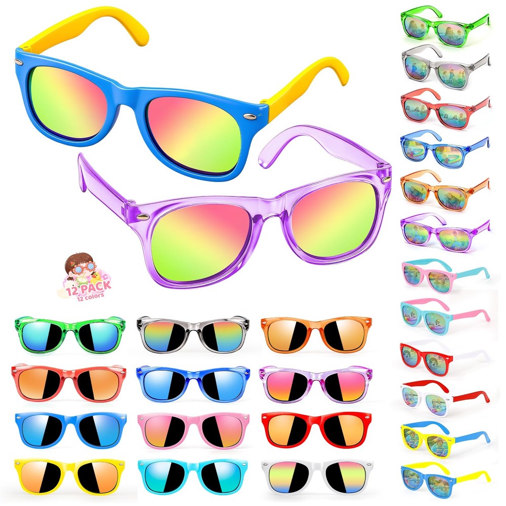 Sunglasses Bulk Party Favors – 12 Pack – Boys Girls Sunglasses for Age 3-8 wi…