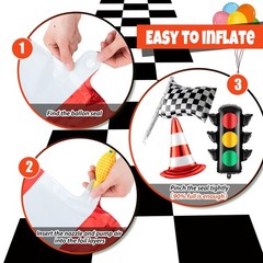 6 Pcs Race Car Party Decorations Set Traffic Light Balloons Traffic Cones Whi…