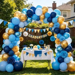Blue Balloons 60 pcs 12 Inch Light Navy Baby Pearl Blue Metallic Latex Balloo…