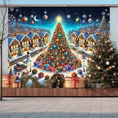 8x6ft Festive Banner – Giant Tree – Winter Christmas Backdrop #6