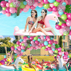 142Pcs Tropical Flamingo Balloons Garland Arch Kit, 40″ Flamingo Balloons Hot Pi