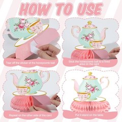 12 Pcs Floral Tea Time Themed Party Decorations Spring Vintage Teapot Honeycomb