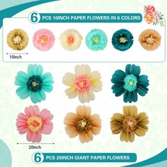 12 Pcs Large Colorful Tissue Paper Flowers 20″ Handcrafted Giant Fiesta Paper…