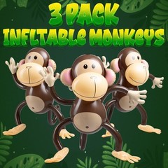 Large Inflatable Monkey (Pack of 3) 27-Inch Monkeys for Baby Shower, Safari, …