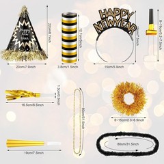 102 Pcs New Years Eve Party Supplies Party Favors Set for 24 Guest Hat Headband