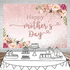 7x5ft Pink Floral Mother’s Day Backdrop Banner – Happy Mother’s Day Party Decor
