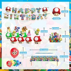 Super Mario 168pcs Party Decorations Set Kids Birthday Balloon Tableware Kit
