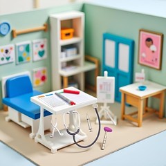 5 Pcs Silvery Dollhouse Mini Stethoscope Care Tools, Dollhouse Dolls Miniatur…