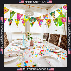 2 Pack Hawaiian Bunting Flags for Tropical Party Decorations