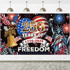 185x110cm Patriotic Backdrop – 1776-2026 USA Freedom Celebration Background with