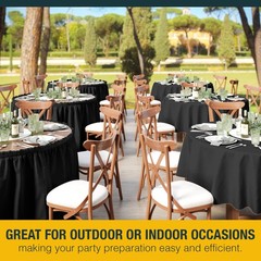 Black Plastic Table Cloth Round Table Cover 84″ Disposable Table Cloths for P…